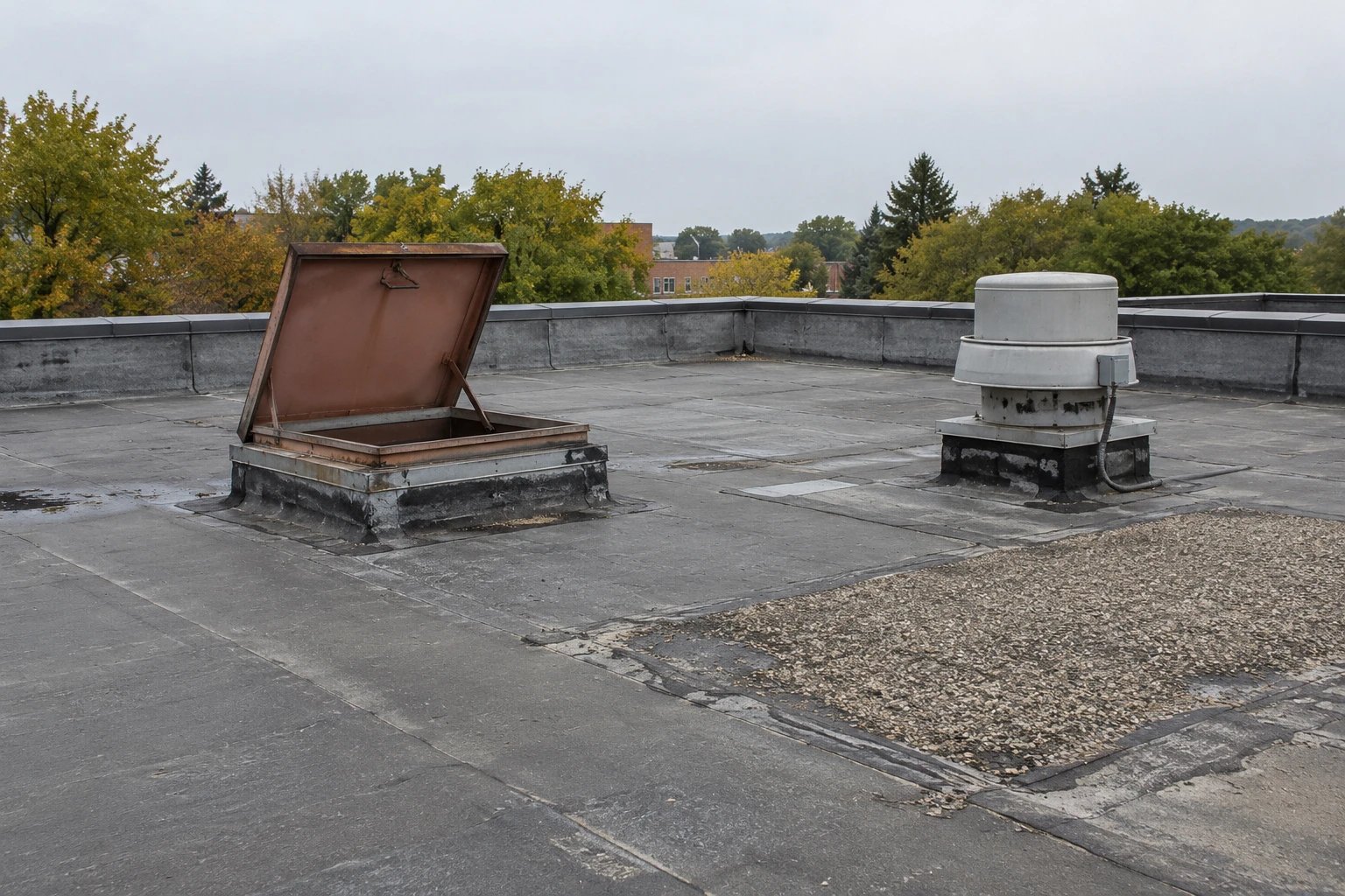 Commercial Roofing Centennial worker working on plans for a  concrete construction project